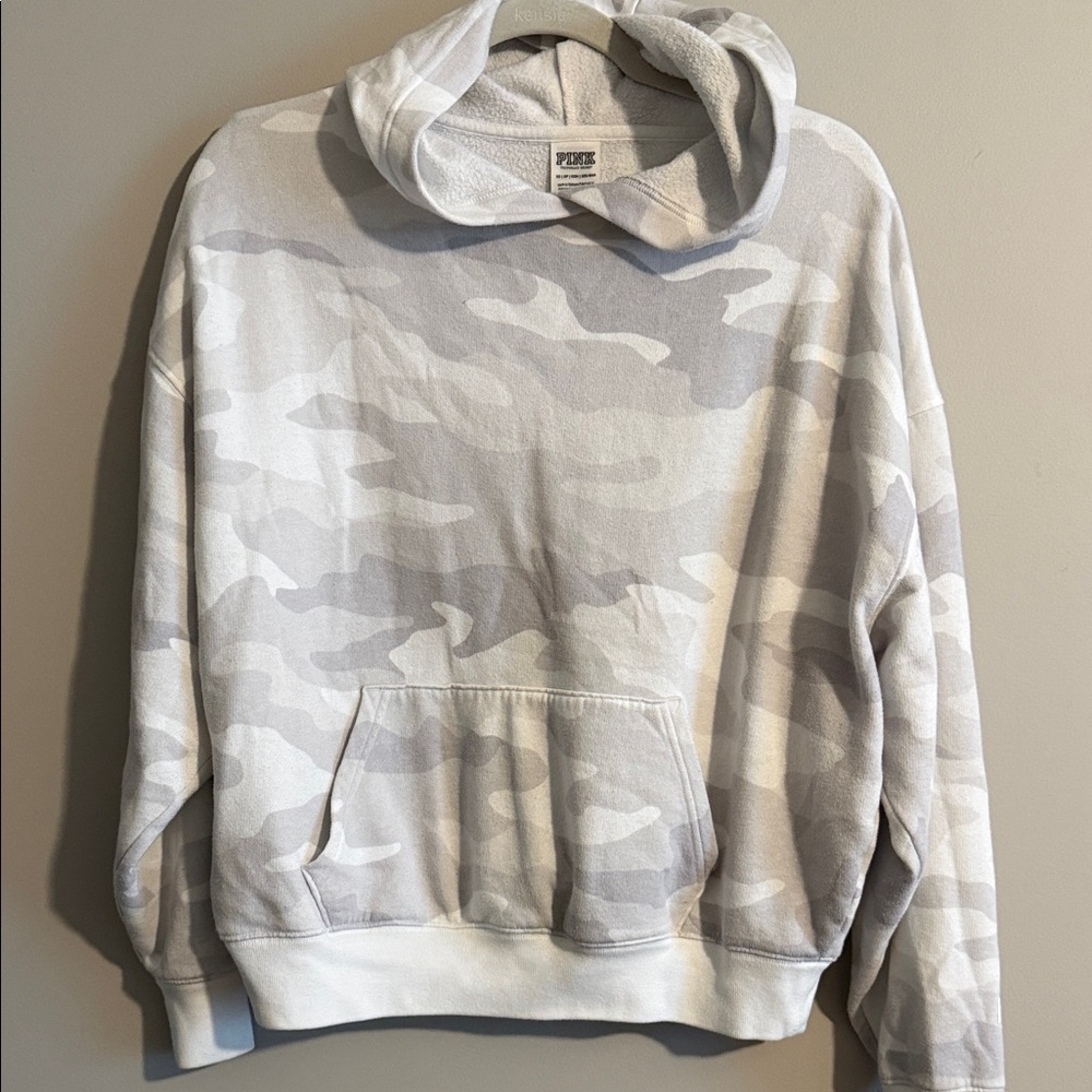 PINK Victoria's Secret Gray and White Camo Hoodie